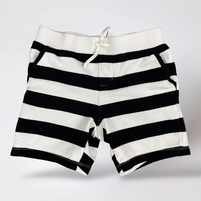 Shorts listrado infantil Janie and Jack tamanho 6 preto branco casual meninos verão fofo - Imagem 1 de 4