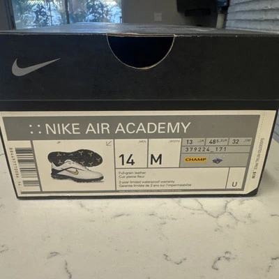 Zapatos de golf Nike Air Academy para hombre 379224-171 blanco negro dorado Swoosh talla 14 Foto 1 de 4