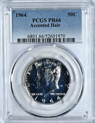 1964 Kennedy Half Dollar PCGS Graded PR66 Accented Hair Coin 6801 - Image 1 of 2