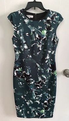 Vestido Vaina Maggie London Talla 6 Pequeño Verde Negro Blanco 6P Foto 1 de 4