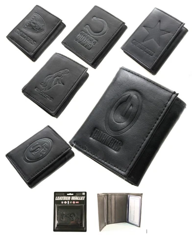 NFL Team Black Tri-Fold Leather Wallet - Choose Your Team Cover
