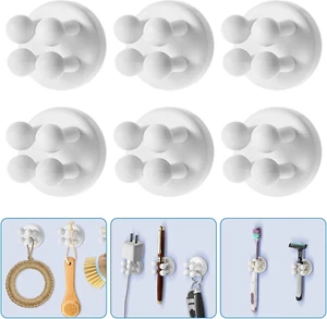 6 Pcs Silicone Toothbrush Holders Self Adhesive Razor Holder Shower Waterproof - Picture 1 of 12