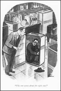 1938 Charles Addams comic art Addams Family Dracula's Shipping Trunk print S33A - Imagen 1 de 1
