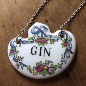 Vintage GIN Fine China Decanter / Bottle Label By Royal Crown Staffordshire - Picture 1 of 4
