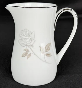 Vintage Noritake China #6216 Rosay Pattern Creamer White/Grey Rose Platinum Trim - Picture 1 of 6