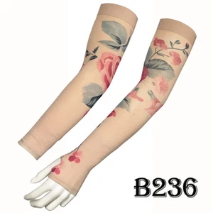 Temporary Tattoo Sunscreen Sleeves Art Elastic Arm Half-Finger UV Cover Unisex - Picture 1 of 9