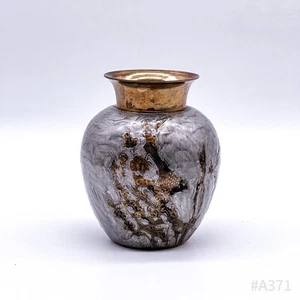 Vintage Brass Vase Enameled With Vogel-Motiv, Hand Painted 12,5cm Height - Picture 1 of 10