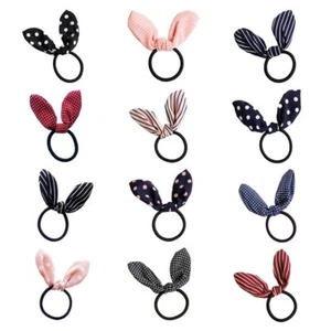 12Pcs Lovely Rabbit Ear Bow Hair Bands Scrunchies Elastic Bow Hair Ties Ropes... - Picture 1 of 9