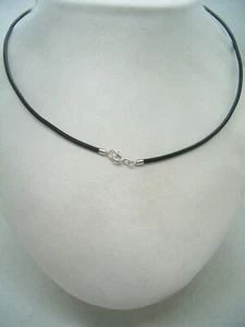 Girocollo in Caucciù e Oro Bianco 18 Kt (750) - collana lunga 60 cm - Picture 1 of 5