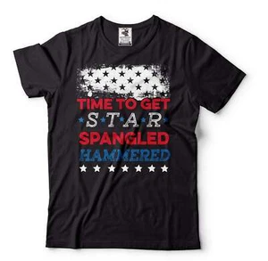 Mens Time To Get Star Spangled Hammered Shirt Drinking 4th Of July Shirt - Picture 1 of 8