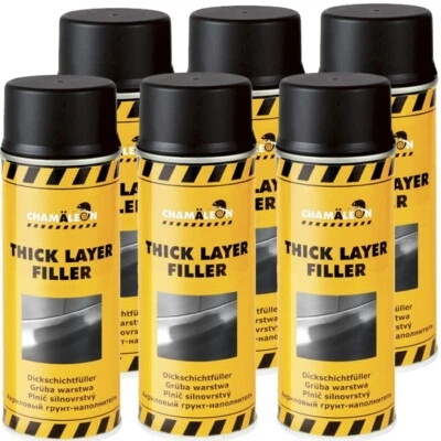 1K Dickschichtfüller 6x 400ml Schwarz Spray Füller Thick Layer Grundierung Kfz - Bild 1 von 4