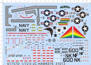 Calcomanía de tobogán acuático modelo de avión AEW Hawkeye Air de alerta temprana 1/72 CVW-14 E-2C Hawkeye Air - Imagen 1 de 1