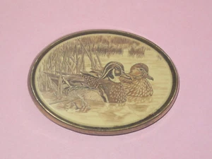 BARLOW Double Duck Solid Brass Vintage Belt Buckle ~ Fits A 1 1/2" Belt - Picture 1 of 2