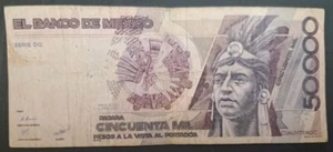 1988 (1 Feb) Mexico 50000 Pesos P93a Serie DQ UL936764. - Picture 1 of 3