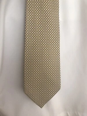 Battistoni Silk Barney’s New York Made in Italy Yellow Geometric Pattern Tie EUC Foto 1 de 4