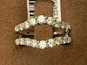 Real Moissanite 2 Ct Round Cut Wrap Guard Enhancer Ring 14k White Gold Plated - Picture 1 of 4