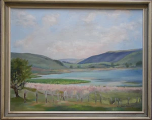 Winifred Francis Wales Mountain Lake Landscape Elan Valley Oil Original Vintage - Picture 1 of 6