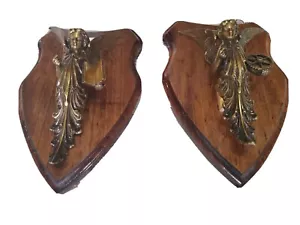 Pair Of Antique Bronze Cherubs On Display Plaques - Foto 1 di 12