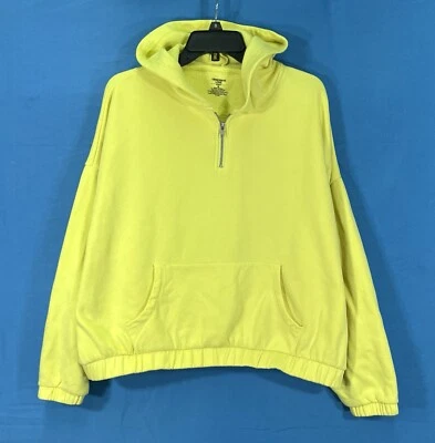 OBSESSIVE LOVE Basics AMARILLO 1/4 Cremallera BOLSILLO CANGURO Dobladillo con Bandas CAPUCHA TOP Talla M Foto 1 de 4