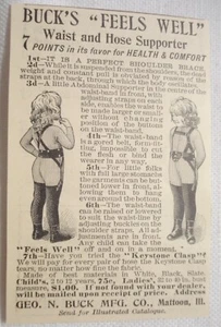 1896 Buck's Waist and Hose Supporter Ad, Geo. N. Buck Mfg. Co., Mattoon, Ill - Picture 1 of 1