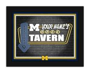 Michigan Wolverines Personalized Framed Neon Tavern Print Sign 18x14 - Picture 1 of 1