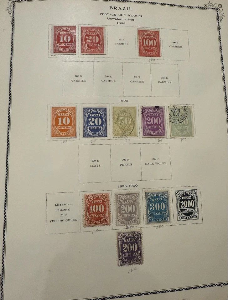 Estampillas postales de Brasil 1889, 1890 y 1895-1900 usadas Foto 1 de 1