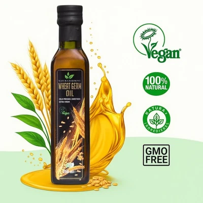 Wheat Germ Oil 250ml | Unrefined Cold Pressed | Vegan Supplement for Heart, Hair - Image 1 of 4