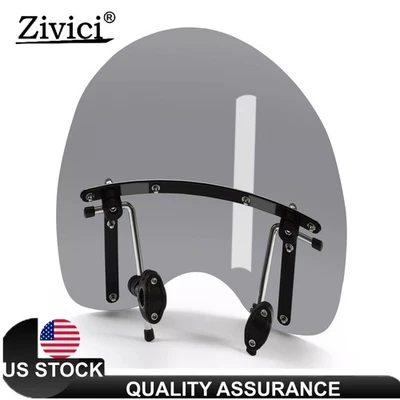 For Ducati Harley-Davidson 18"x16" Large Smoke Windshield 7/8'' 1'' Handlebar - Image 1 of 4