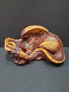 Windstone Editions Female Dragon Brown Gold & Turquoise 1985 Pena 9.5” **Read** - Picture 1 of 9