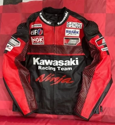 Chaqueta de cuero Kawasaki Racing Moto Kawasaki Ninja Motocicleta Chaqueta roja Foto 1 de 3
