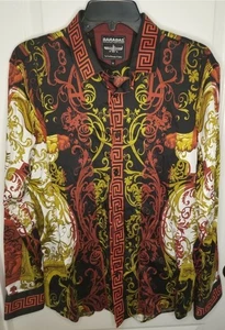 Barabas Men's Greek Medusa Rhinestone Button Down Dress Shirt B286ST Size L - Picture 1 of 2