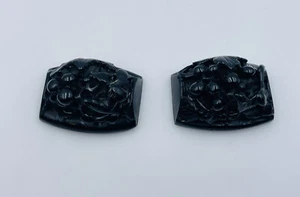 Par de cuentas antiguas de ardilla Whitby Jet talladas victorianas para alfileres joyería - Imagen 1 de 11