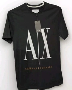 Armani Exchange T-shirt Mens Size Small Large A/X Logo Black White & Bronze NWT - Picture 1 of 4
