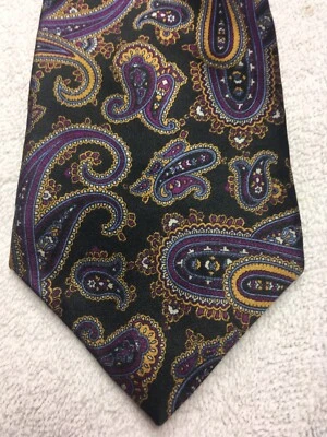 WINDSOR MENS TIE BLACK WITH BROWN PURPLE GOLD 3.5 X 58 - Image 1 of 4