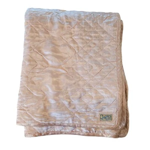 Vintage 40s Quiltex Satin Light Pink Baby Blanket Quilted Coverlet Hollywood MCM - Picture 1 of 9