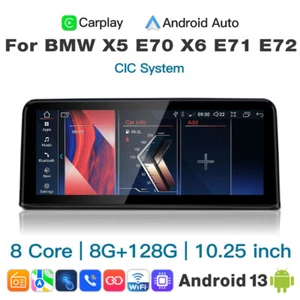 10.25" Android GPS Car Stereo 8+128GB CarPlay for BMW E70 X5 X6 2011-2013 CIC - Bild 1 von 12