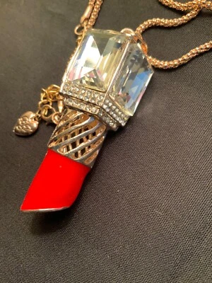Betsey Johnson Red Lip Stick Charm Necklace  - Image 1 of 4