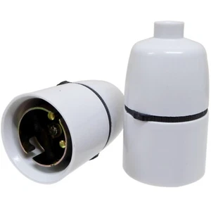 Lamp Holder B22 BC Bayonet for Ceiling Pendant T2 Rated Light Bulb Holder White - Picture 1 of 15