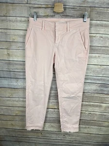 Loft 0 Petite Ankle Pants Flat Front Raw Hems Blush Pink Trousers - Picture 1 of 10