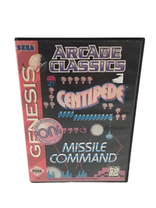 Arcade Classics Sega Genesis Centipede Pong Middle Command Juego y Estuche 1996 - Imagen 1 de 7