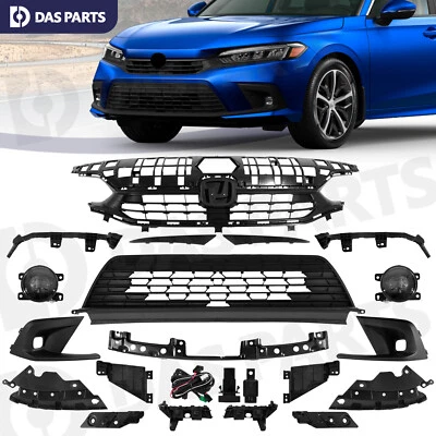 17PCS For Honda Civic Sedan 2022-2023 Grille LED Fog Lamp Headlight Trim Bracket Foto 1 de 4