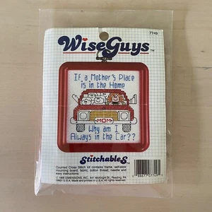Vintage 1989 Wise Guys Stitchables Cross Stitch Kit 4x4" - Picture 1 of 2