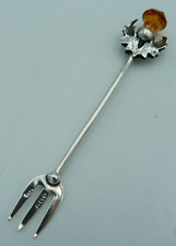 Solid Silver Scottish Thistle Canape Fork by William Henry Leather 1911