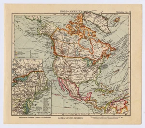 CA 1935 VINTAGE MAP OF NORTH AMERICA UNITED STATES CANADA CARIBBEAN ALASKA - Picture 1 of 4