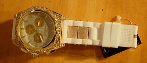 Montres Carlo 5476 Silicone Band Wristwatch (Men's) Gold, White Band - Picture 1 of 2