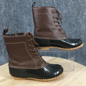 Sporto Womens 8 M Dede Duck Boots Brown Leather Lace Up Comfort Round Toe Casual - Picture 1 of 11