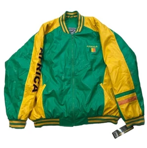Steve & Barry's Vintage Africa Zip Up Letterman Jacket Men's XXL Green Yellow - Picture 1 of 7