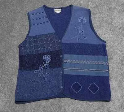 Chaleco Napa Valley Bordado Para Mujer Talla 14 Azul Botón Delantero Cuello en V Informal Foto 1 de 4