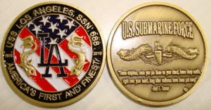 USS Los Angeles SSN 688 Submarine Challenge Coin Flag - Picture 1 of 1