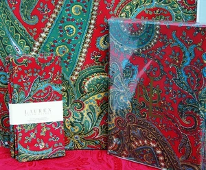 Mantel rojo cachemir Ralph Lauren Bridgette 84" x 60" + 4 servilletas = juego de 5 piezas - Imagen 1 de 5